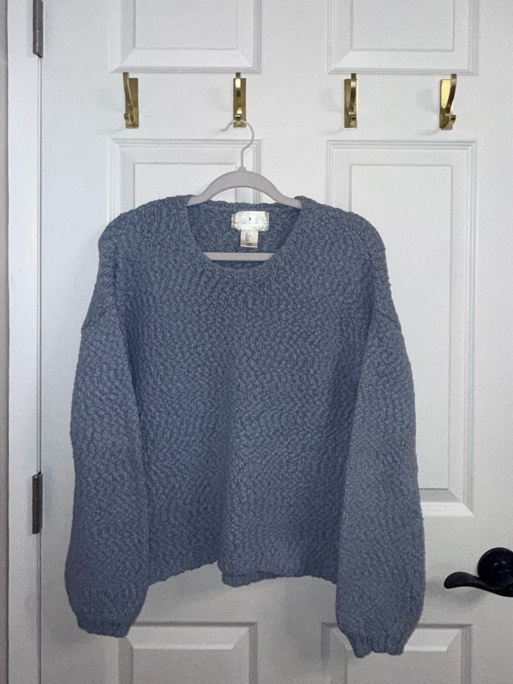 Lucky Brand Dusty Blue Chunky Knit Crewneck Sweater